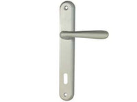 MANIGLIA GOCCIA CON PLACCA IN ZAMA FINITURA OTTONE CROMO SATINATO- - mm.70 foro normale - 1 paio