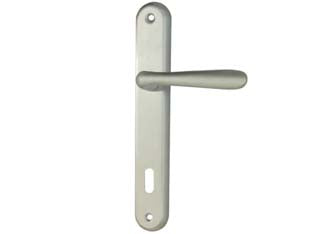 MANIGLIA GOCCIA CON PLACCA IN ZAMA FINITURA OTTONE CROMO SATINATO- - mm.90 foro normale - 1 paio