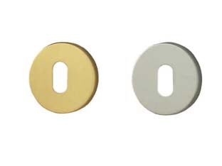 BOCCHETTE PER SERRATURE PATENT IN OTTONE- - ø mm.45 foro normale, in ottone cromato satinato - 2 pezzi