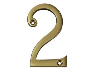 NUMERO CIVICO 2 INGLESE IN OTTONE LUCIDO - 5 pezzi