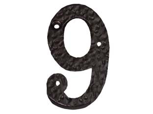 NUMERO CIVICO 9 IN FERRO NERO OPACO