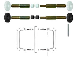 FISSAGGIO DOPPIO PER VETRO-LEGNO-ALLUMINIO- - mm.300/350 in nylon colore bianco - 2 pezzi