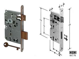 SERRATURA A BUSSOLA RIDOTTA DA INFILARE BORDO TONDO BRONZATO- - mm.50 bordo acciaio bronzato (B.00571.50.02) - 2 pezzi AGB