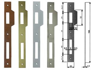 CONTROPIASTRA CON ALETTA PER SERRATURA PATENT A BUSSOLA BORDO QUADRO- - acciaio ottonato (B.00590.05.03) - 5 pezzi AGB