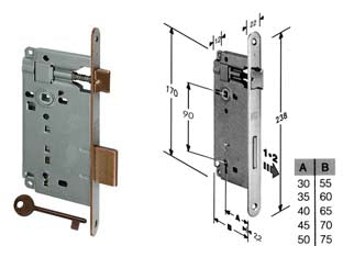 SERRATURA A BUSSOLA DA INFILARE BORDO TONDO BRONZATO  mm.40 bordo acciaio bronzato (591.40.02)    AGB