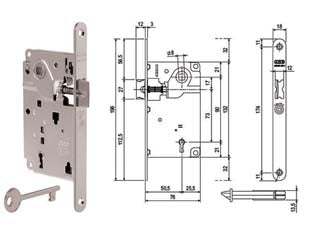 SERRATURA A BUSSOLA CENTRO SOLO SCROCCO BORDO TONDO CROMATO OPACO  mm.50 bordo cromato opaco (1010.50.34)    AGB