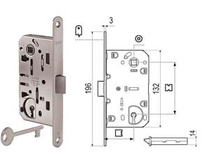 SERRATURA A BUSSOLA MEDIANA EVOLUTION SOLO SCR. NYLON B. T.DO CR. OP.  mm.50 bordo cromato opaco (1101.50.34)    AGB