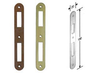 CONTROPIASTRA RIDOTTA CON ALETTA PER SERRATURA A BUSSOLA BORDO TONDO- - acciaio ottonato - 5 pezzi BONAITI