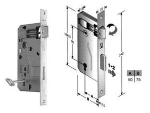 SERRATURA A BUSSOLA DA INFILARE BORDO QUADRO CROMO OPACO  mm.50 bordo cromo opaco    BONAITI
