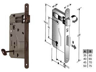 SERRATURA A BUSSOLA DA INFILARE BORDO TONDO BRONZATO  mm.35 bordo acciaio bronzato    BONAITI