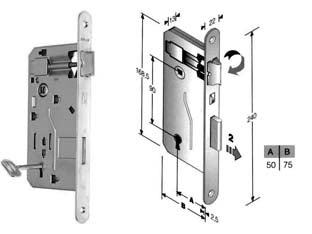 SERRATURA A BUSSOLA DA INFILARE BORDO TONDO CROMO OPACO  mm.50 bordo cromo opaco    BONAITI