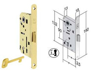 SERRATURA BITTER INFILARE REVERSIBILE B. TONDO ACC. OTT. LUCIDO VERN.  mm.50 bordo acciao ottonato lucido verniciato    BONAITI