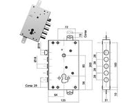 SERRATURA TRIPLICE APPLICARE CON SCROCCO CIL. EUR. BLINDATE CS128  mm.64, interasse catenacci mm.28    CIPIERRE