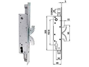 SERRATURA INF. TRIPL. BURKERLOCKS MONTANTI DOPPIO GANCIO C/QUAD. 4001  mm.30    CIPIERRE