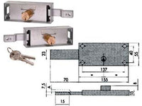 COPPIA SERRATURE SERRANDA LATERALE CILINDRO FISSO TONDO 41526- - mm.155x15x55h. (41526780) - 1 coppia CISA