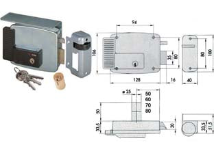 ELETTROSERRATURA PER CANCELLI CON TETTO 11721  mm.50 DX (11721501)    CISA