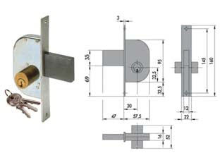 SERRATURA DA INFILARE PER CANCELLI SOLO SCROCCO 42110- - mm.30 (42110300) - 2 pezzi CISA