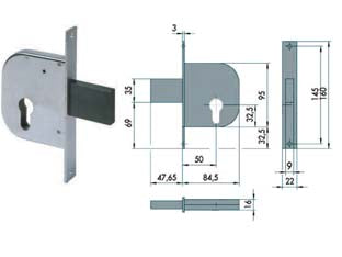 SERRATURA DA INFILARE PER CANCELLI SOLO CATENACCIO 42022- - mm.50 (42022500) - 2 pezzi CISA