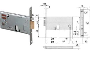 ELETTROSERRATURA DA INFILARE PER FASCE MM.77 H 1445  mm.70 (14450700) frontale mm.16    CISA