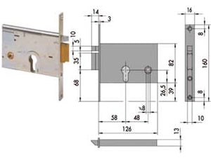 ELETTROSERRATURA DA INFILARE PER FASCE MM.82 H 14012  mm.60 DX (14012601)    CISA