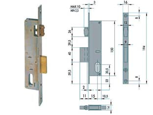 SERRATURA DA INFILARE PER MONTANTI CATENACCIO E RULLO 44230  mm.15 (44230150)    CISA