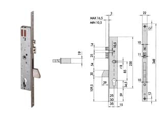 ELETTROSERRATURA DA INFILARE PER MONTANTI CON QUADRO E SCROCCO 16215  mm.30 (16215300)    CISA