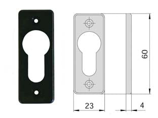 BOCCHETTA IN NYLON NERO PER CILINDRI SAGOMATI 06012 01- - mm.23x60, spessore mm.4 (06012010) - 5 pezzi CISA