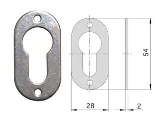 BOCCHETTA IN ACCIAIO ZINCATO SAGOMATE 06092 00- - mm.28x54, spessore mm.2 (06092000) - 5 pezzi CISA