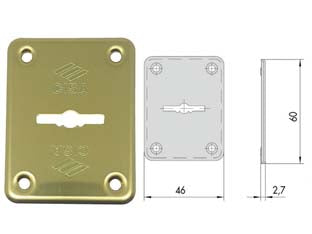 BOCCHETTA IN OTTONE DX E SX PER ESTERNO 06082 00- - mm.46x60, spessore mm.2,7 (06082000) - 6 pezzi CISA