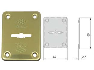 BOCCHETTA IN OTTONE DX E SX PER ESTERNO 06082 00- - mm.46x60, spessore mm.2,7 (06082000) - 6 pezzi CISA