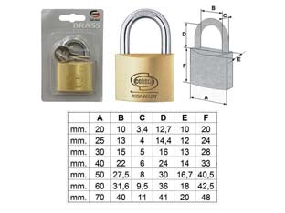 LUCCHETTO ARCO NORMALE PRIUM PL110 IN BLISTER- - mm.50 (PL1105100) - 6 blister CORBIN