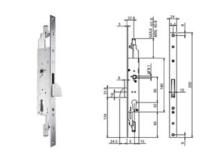 SERRATURA TRIPLICE INFILARE PER MONTANTI E PERSIANE S/SCROCCO N98800  mm.25 (N9880025000)    CORNI