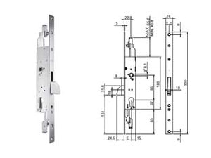 SERRATURA TRIPLICE INFILARE PER MONTANTI E PERSIANE S/SCROCCO N98800  mm.35 (N9880035000)    CORNI