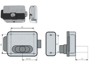ELETTROSERRATURA CANCELLI REVERSIBILE FORO VARIABILE MULTIPLA 5011  mm.5070 (5011/1Z)    CORNI