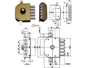 SERRATURA TRIPLICE DA APPLICARE CON POMOLO SENZA SCROCCO A POMPA 3200P  mm.60 DX (3200P02)    CR