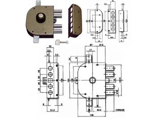 SERRATURA TRIPLICE DA APPLICARE CON POMOLO E SCROCCO A POMPA 3250P  mm.60 SX (3250P52)    CR