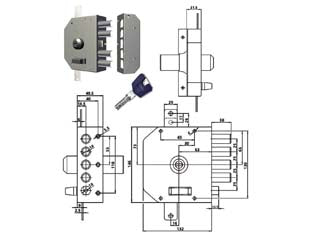 SERRATURA TRIPLICE APPLICARE C/SCROCCO A POMPA CH. PIATTA K55 3250K55  cilindro 60 DX (3250K55)    CR