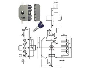 SERRATURA TRIPLICE APPLICARE C/SCROCCO A POMPA CH. PIATTA K55 3250K55  cilindro 60 SX (3250K55)    CR