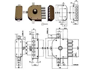 SERRATURA QUINTUPLICE APPLICARE CON POMOLO S/SCROCCO A POMPA 3300P  mm.60 DX (3300P02)    CR