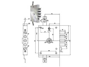 SERRATURA TRIPLICE APPLICARE C/SCROCCO D.MAPPA REVERS. BLINDATE 7056  chiave mm.92 (705601)    CR