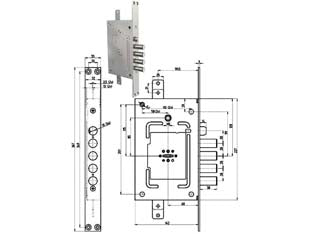 SERRATURA TRIPLICE INFILARE C/SCROCCO DOPPIA MAPPA BLIND. REVERS. 2650  chiave mm.116 (265003)    CR