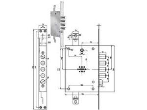 SERRATURA TRIPLICE INFILARE C/SCROCCO D.MAPPA REVERS. BLINDATE 7051  chiave mm.92 (705101)    CR