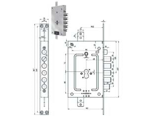 SERRATURA TRIPL. APPL. C/SCR. MULTIF. P.E + D/M BLIND. REV. 2956 PEDM  chiave mm.116 (2956PEN02)    CR