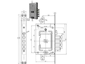 SERRATURA TRIPL. APPLIC. C/SCR. MULTIF. D/M + D/M BLIND. REVERS. 2756  chiave mm.92 (275601)    CR