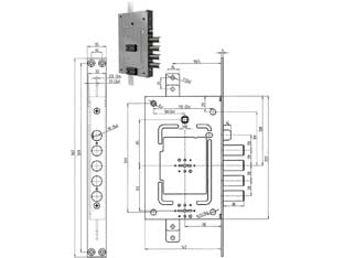 SERRATURA TRIPL. APPLIC. C/SCR. MULTIF. D/M + D/M BLIND. REVERS. 2756  chiave mm.92 (275601)    CR
