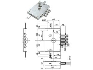 SERRATURA TRIPLICE APPLICARE CON SCR. DOPPIA MAPPA BLIND. HEAVY MM.63  mm.63 DX (SER 6111 DE)    DIERRE