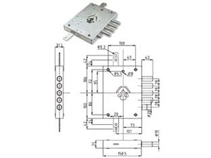 SERRATURA TRIPL. APPLICARE CIL. EUROPEO CON SCROCCO BLIND. HEAVY MM.73  mm.73 DX (SER NE42 7 D)    DIERRE