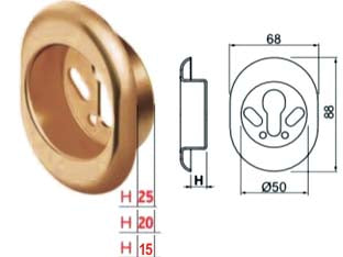 BOCCHETTA ANTISTRAPPO KT52 BRONZATO  mm.68x88x25h ø mm.50 (KT5240)    DISEC