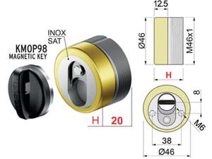 DEFENDER MAGNETICO MAG MONOLITO ANTIACIDO MR460 OTTONATO LUCIDO  ø mm.46x20h. compatibile con serrature Cipierre    DISEC