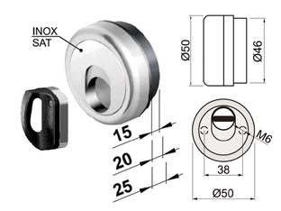 DEFENDER MAGNETICO MAG MONOLITO ANTIACIDO MR500 CROMO SATINATO  ø mm.50x25h. compatibile con serrature Cipierre    DISEC